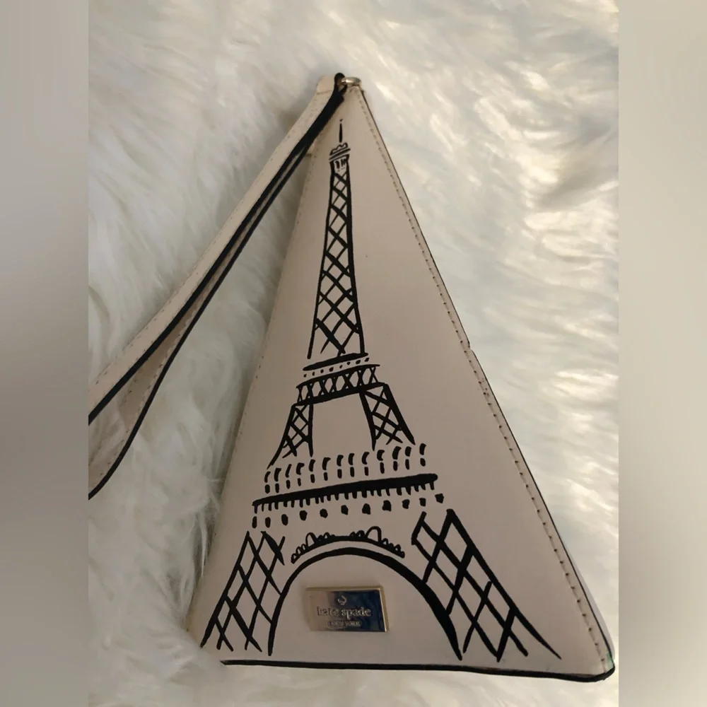 Kate Spade Triangle “Eiffel Tower” Wristlet Novelty Bag in Cement color - Picture 15 of 16